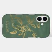 Bloemen Goud Groene Naam Gepersonaliseerd Case-Mate iPhone Case (Achterkant (horizontaal))