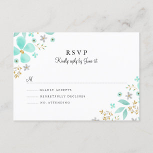 Bloemen Goud Mint Blad Bruiloft RSVP