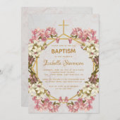 Bloemen Goud Roze Orchideeën Marmeren Geometrische Kaart (Voorkant / Achterkant)