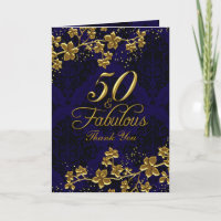 Bloemen Gouden Blauw 50 & Fabelachtig dankt u