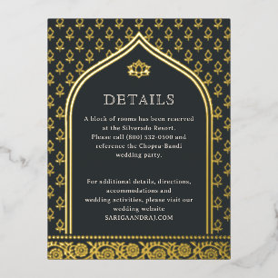 Bloemen Gouden Folie Bruiloft Detail Informatie Ka Uitnodiging Briefkaart