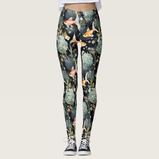 Bloemen: Goudvisvijver Leggings (Voorkant)