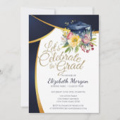 Bloemen Graduation Cap, Blauw Afstuderen Kaart (Voorkant)