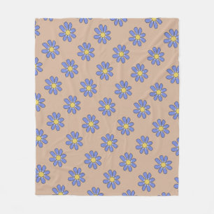 Bloemen Grafisch Blauw Bloemen op elke kleur Fleece Deken