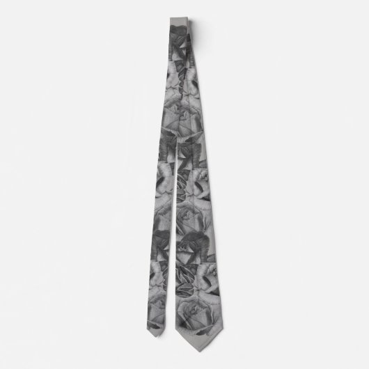 bloemen grijze rozen en rozen bloemkool stropdas (Achterkant)