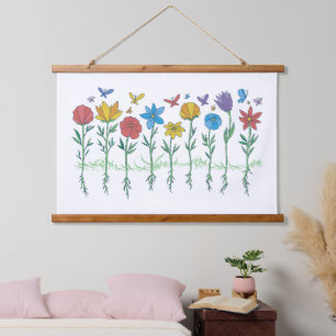 Bloemen groeien ontwerp hangend wandkleed