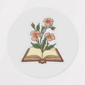 Bloemen groeien uit Boek Sticker (Design 1)