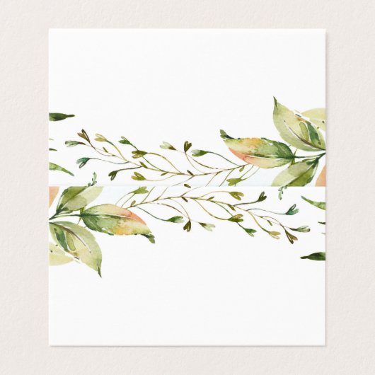 Bloemen Groen Bladblad Tafel Plaats Kaart (Buitenkant ongevouwen)