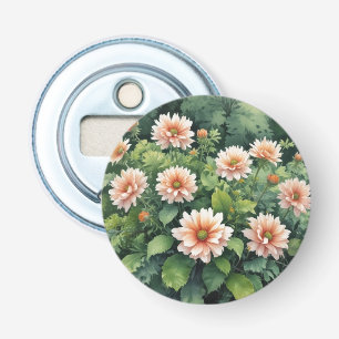 Bloemen Groen Elegante Waterverf Button Flesopener