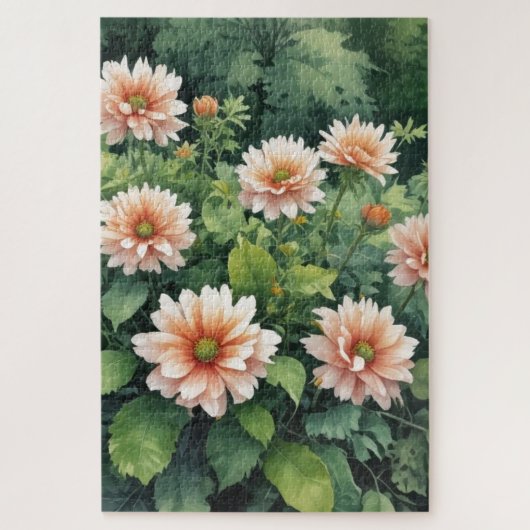 Bloemen Groen Elegante Waterverf Legpuzzel (Verticaal)