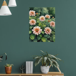 Bloemen Groen Elegante Waterverf Poster