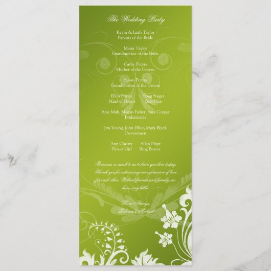  Bloemen Groen en Wit Trouwprogramma Programma (Achterkant)