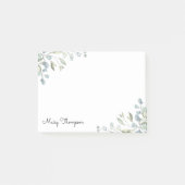 Bloemen groen rand monogram naam post-it® notes (Voorkant)