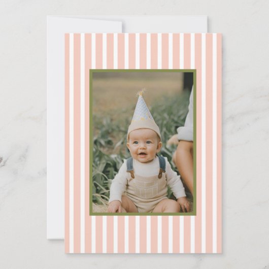 Bloemen Groen roze Groovy Een Baby Eerste Verjaard Kaart (Achterkant)