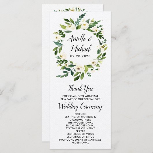 Bloemen Groen Tuin Huwelijksprogramma's Programma (Voorkant / Achterkant)