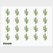 Bloemen Groene Cactus Roze Bloemen Sticker / Seal (Vel)