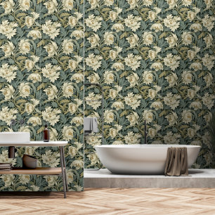 Bloemen Groene Crème Behang