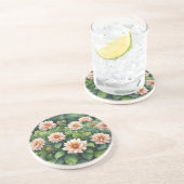 Bloemen Groene Elegante Aquarel Zandsteen Onderzetter (Zijkant)