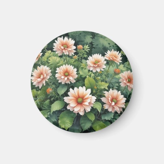 Bloemen Groene Elegante Waterverf Magneet (Voorkant)