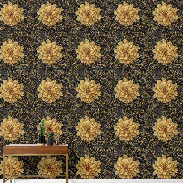 Bloemen grote bloem  land  patroon behang (Hal)