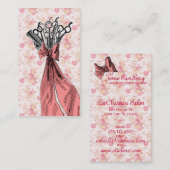 Bloemen Haar Stylist Boeket Roze Girly Visitekaartje (Voorkant / Achterkant)