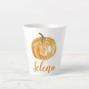 Bloemen Halloween Pompoen Custom Naam Herfst Latte Mok