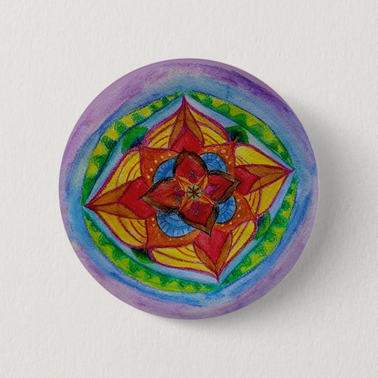 Bloemen Hand getrokken Mandala Art Button (Voorkant)
