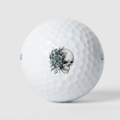 Bloemen hand getrokken schedel golfballen (Voorkant)