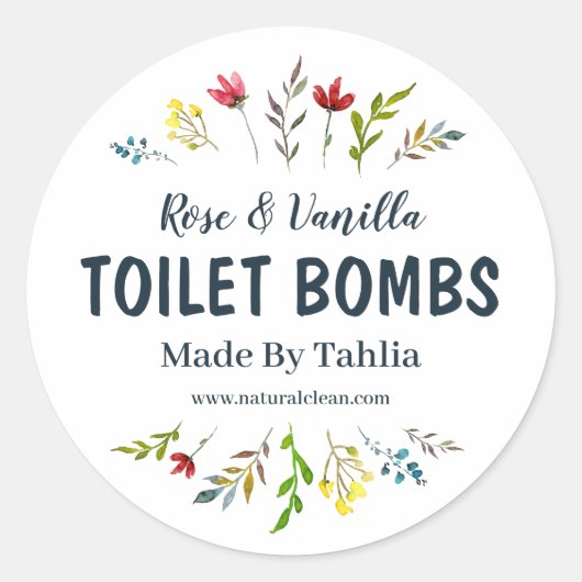Bloemen Handgemaakte Fizzy Toilet Cleaner Labels (Voorkant)