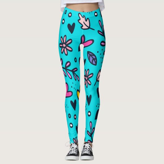 Bloemen & Hart Print Leggings (Voorkant)