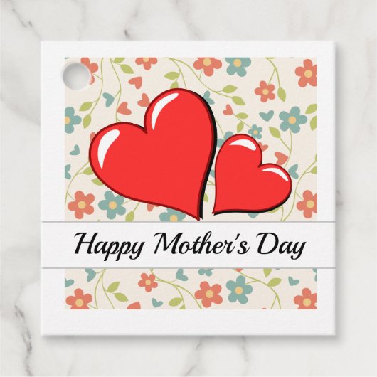 Bloemen & harten voor Moederdag Bedankjes Labels (Voorkant)