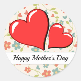 Bloemen & harten voor Moederdag Ronde Sticker
