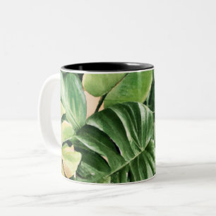 Bloemen/Hawaïaans/Tropisch blad Tweekleurige Koffiemok