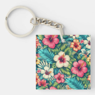 Bloemen Hawaïaans/tropisch Sleutelhanger