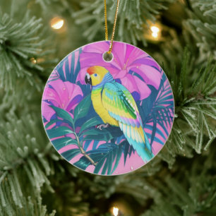 Bloemen/Hawaïanen/Tropisch/papegaai Keramisch Ornament
