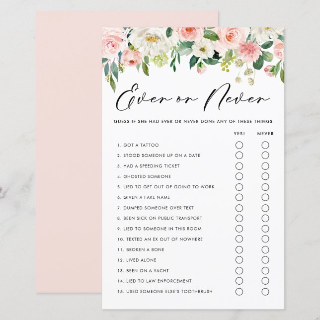  bloemen hebben me nooit ooit een Shower Game (Voorkant / Achterkant)