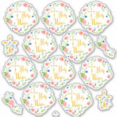 Bloemen Heilig Water Fles Stickers (Voorkant)