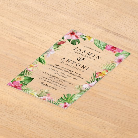 Bloemen Herfst Foliage Wedding Acryl Uitnodigingen (Laagn)