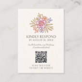 Bloemen Herfst Herfst RSVP QR Code Huwelijk Informatiekaartje (Voorkant)