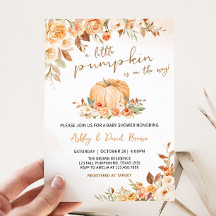 Bloemen Herfst kleine pompoen Baby shower Kaart