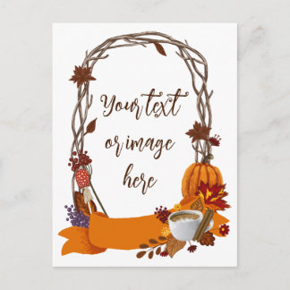 Bloemen Herfst Krans Herfstbloemen Pompoenkoffie Feestdagenkaart