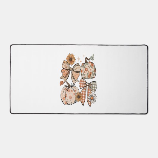 Bloemen Herfst Pompoen Coquette Boho Herfst Bow Bureaumat (Voorkant)