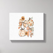 Bloemen Herfst Pompoen Coquette Boho Herfst Bow Canvas Afdruk (Voorkant)