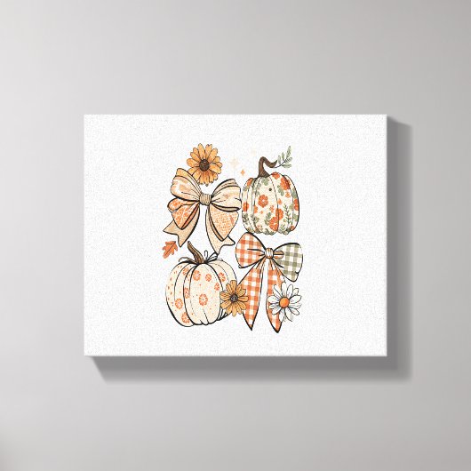 Bloemen Herfst Pompoen Coquette Boho Herfst Bow Canvas Afdruk (Voorkant)