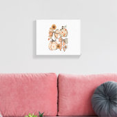 Bloemen Herfst Pompoen Coquette Boho Herfst Bow Canvas Afdruk (Insitu (Woonkamer))