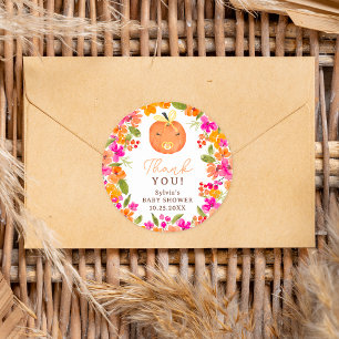 Bloemen Herfst schattig klein pompoen baby shower Ronde Sticker