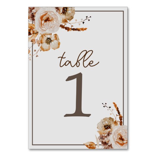 Bloemen Herfst Trouwtafel Tafelnummer (Achterkant)