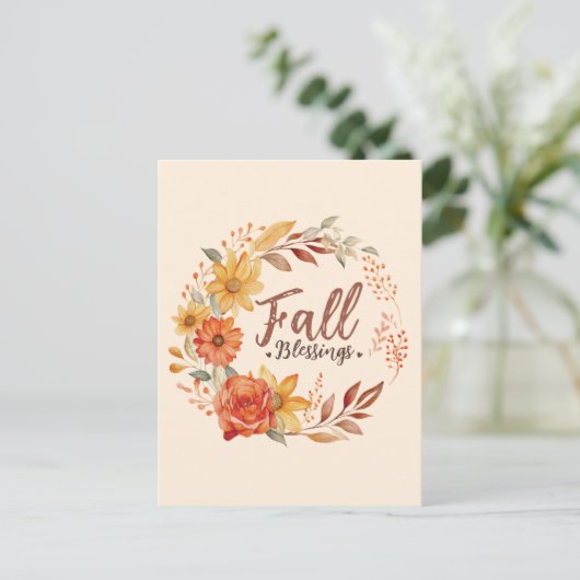 Bloemen Herfst Zegeningen Briefkaart (Staand voorkant)
