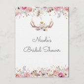 Bloemen & Herten Antlers Rustic Save The Date Even Aankondigingskaart (Voorkant)