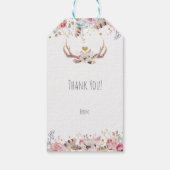 Bloemen & Herten Antlers Rustiek Land Bruiloft Cadeaulabel (Achterkant)